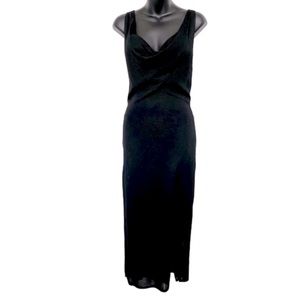 Gucci Slinky Black Sheath Dress Gown Sleeveless Scoop Draped Neckline Medium